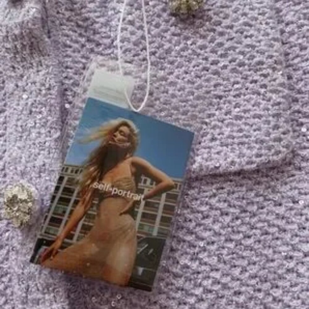 NWT Self -portrait lilac,purple Sequin knit mini dress Size S, - Picture 14 of 15